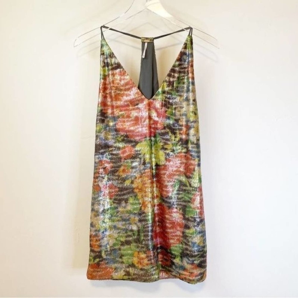 Free People floral sequin mini dress xs